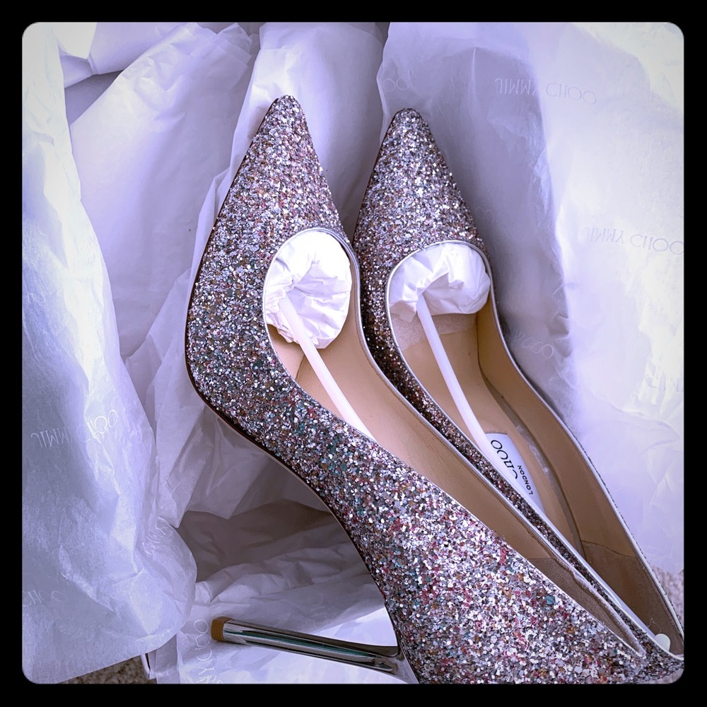 Jimmy Choo Romy 100mm glitter pumps